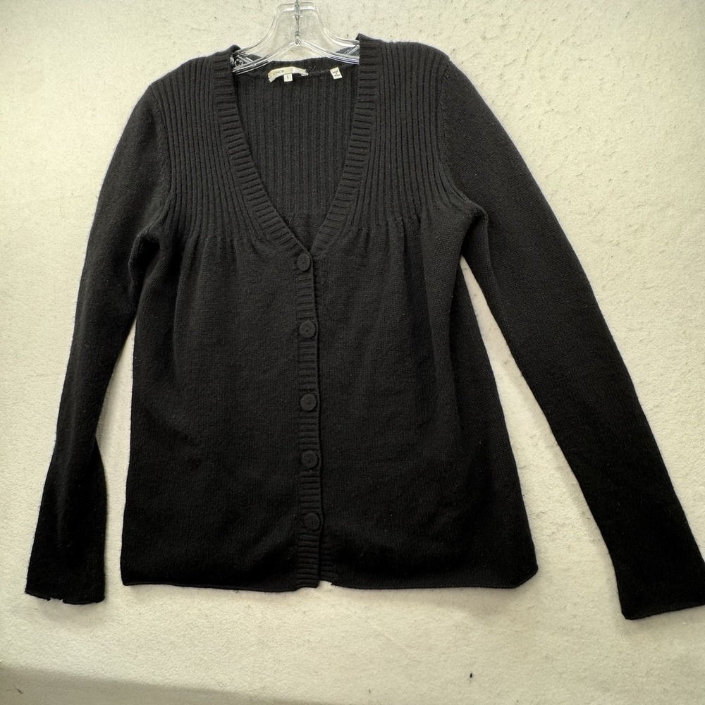 VINCE Button Up Cardigan Sweater Womens Large‎ Quiet Luxury Academia Luxe Black - Picture 10 of 11